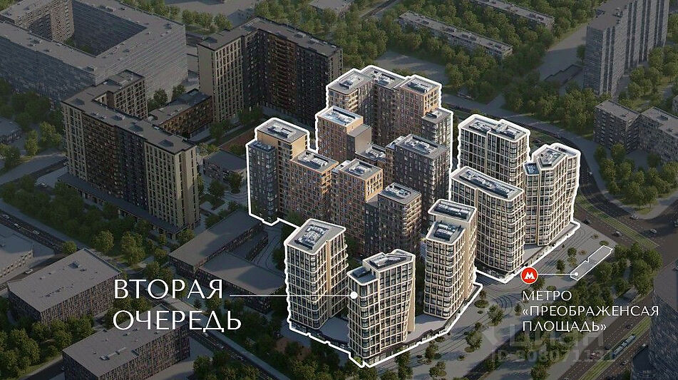 Преображенская площадь 62,74кв.